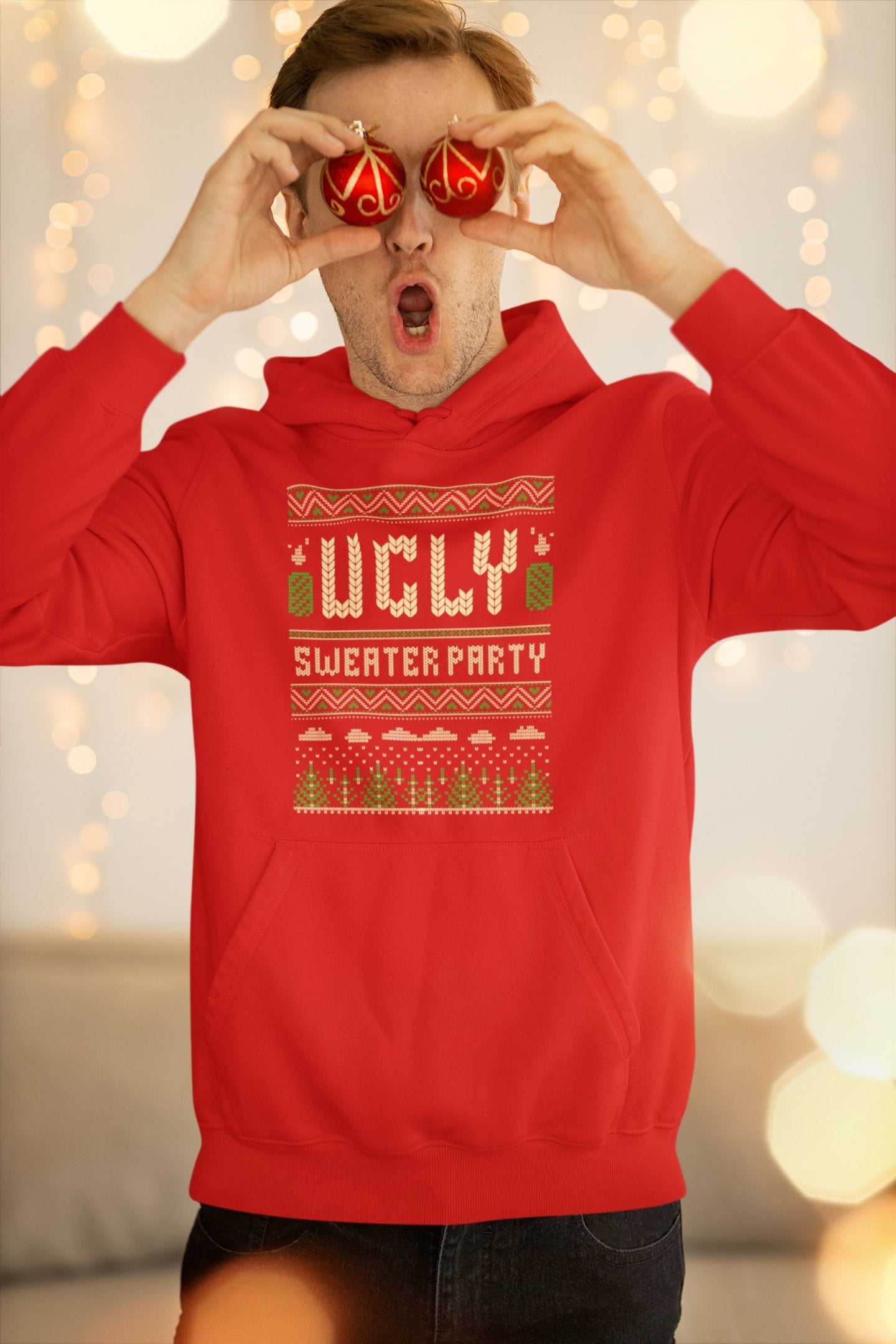 Christmas Hoodie for Men - Red - Sewra