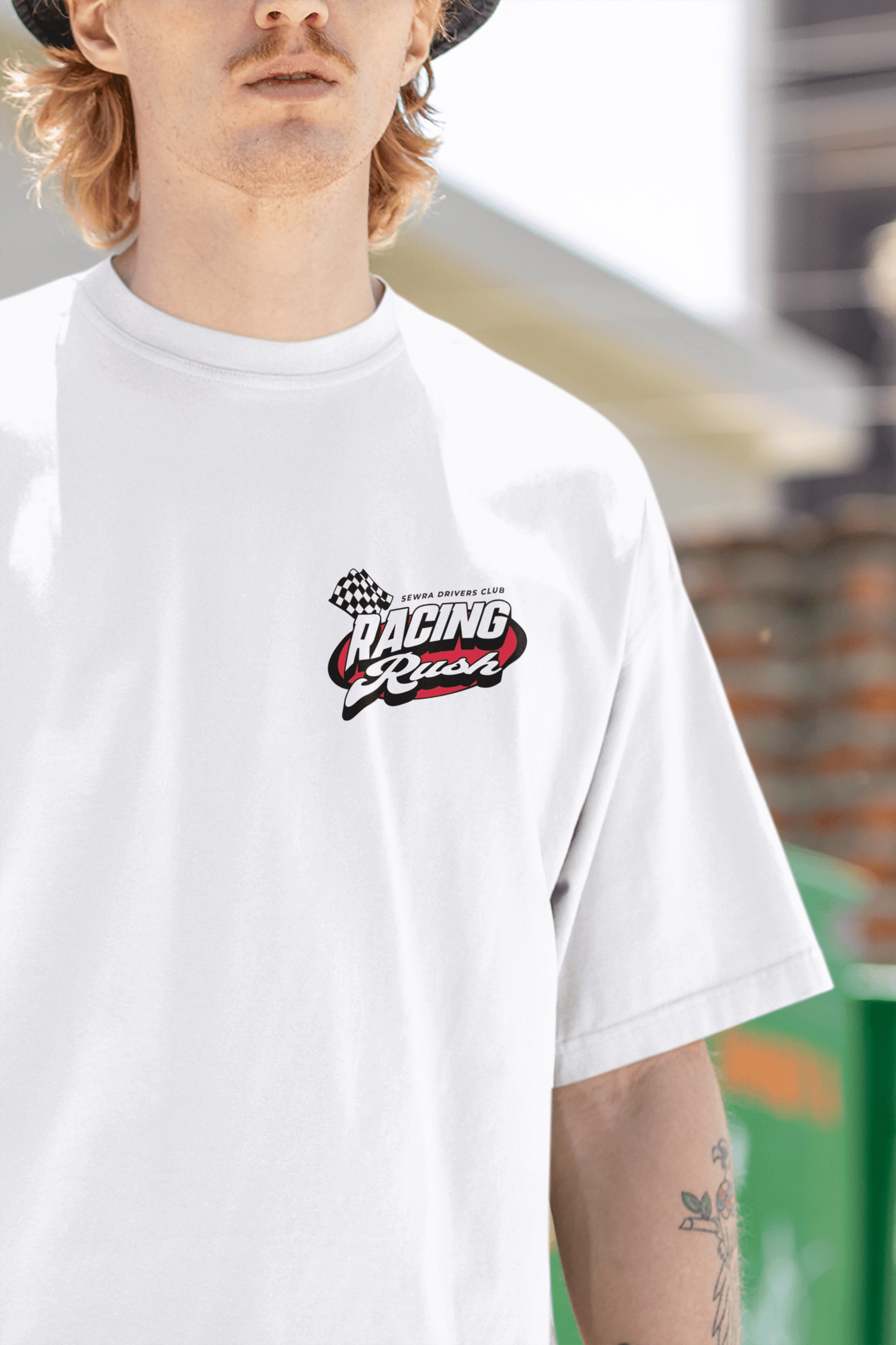 Racing Rush Unisex Oversized T-Shirt - White - Sewra