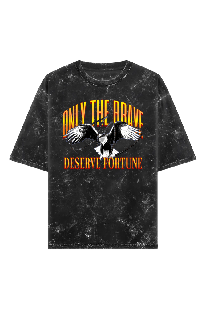 Braveness Unisex Acid Wash Oversized Tee - Black - Sewra