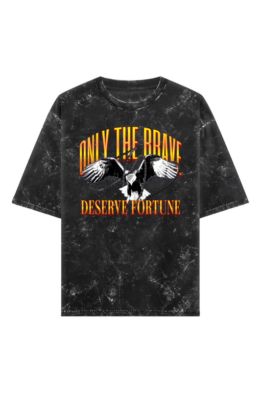 Braveness Unisex Acid Wash Oversized Tee - Black - Sewra