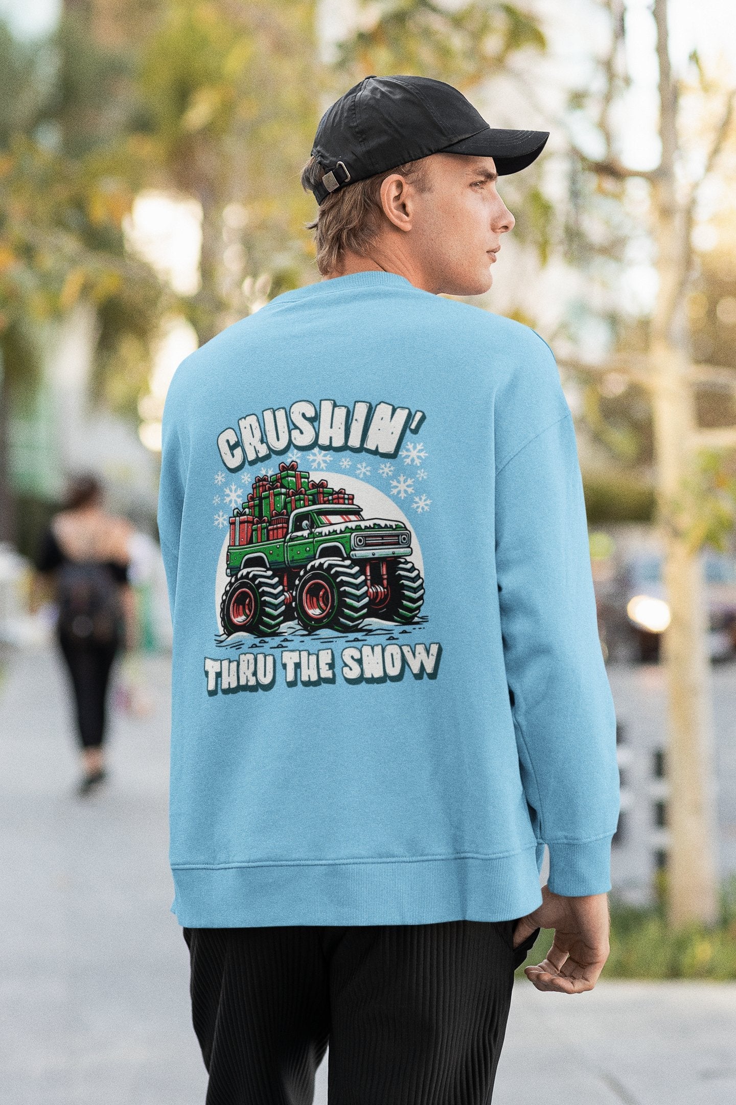 Christmas Sweatshirt for Men - Baby Blue - Sewra