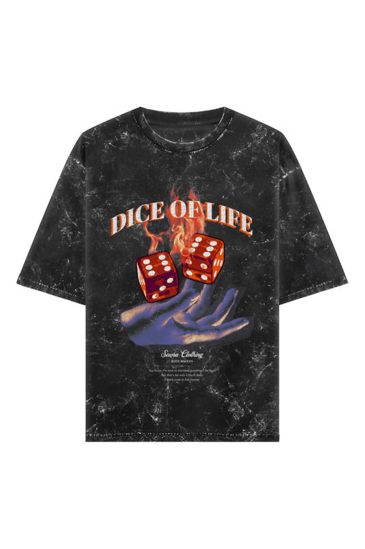 Dice of Life Unisex Acid Wash Oversized Tee - Sewra