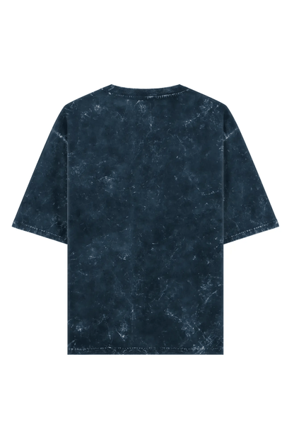 Doomsday Generation Unisex Acid Wash Oversized Tee - Navy Blue - Sewra