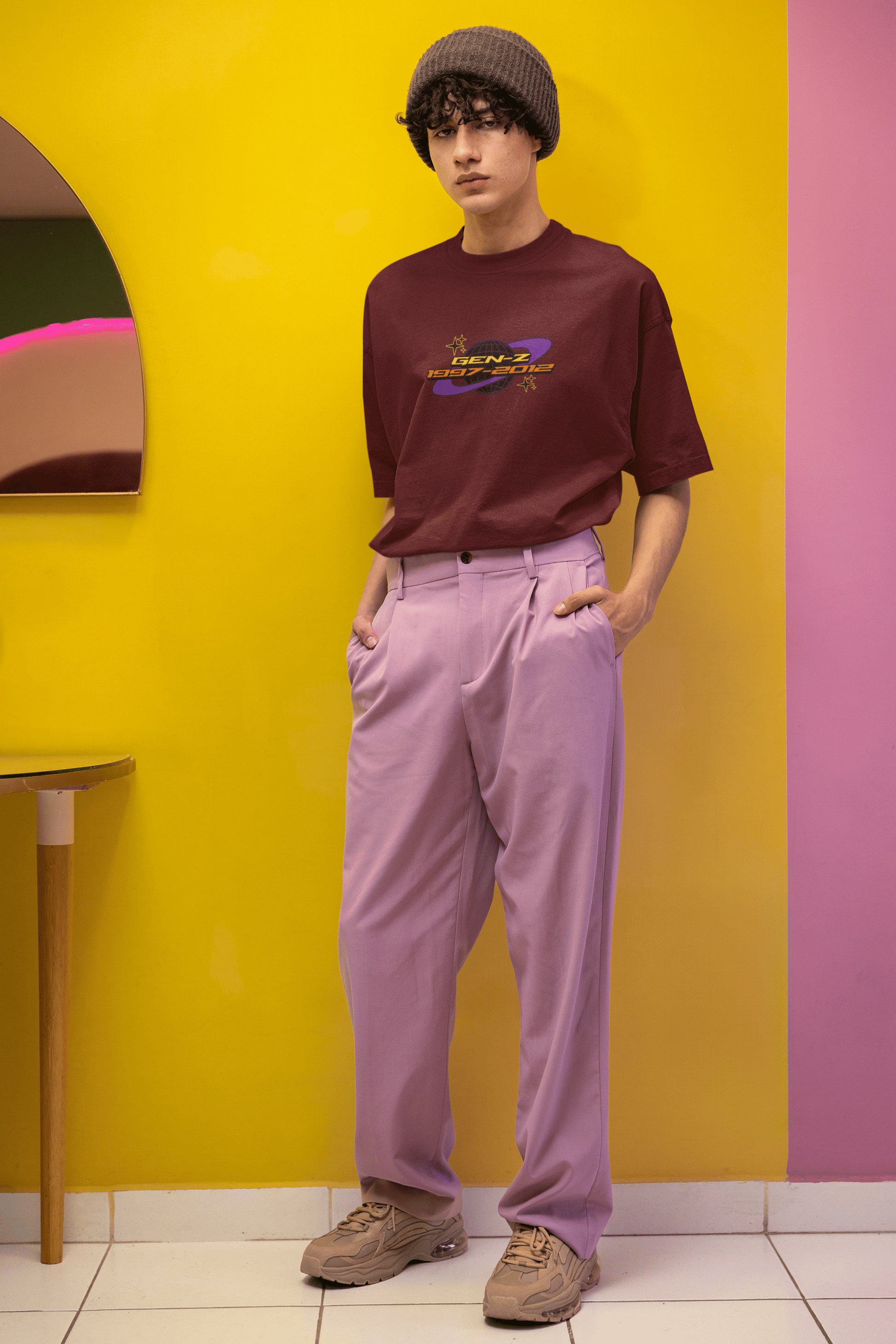 Gen - Z Unisex Oversized T-shirt - Maroon - Sewra