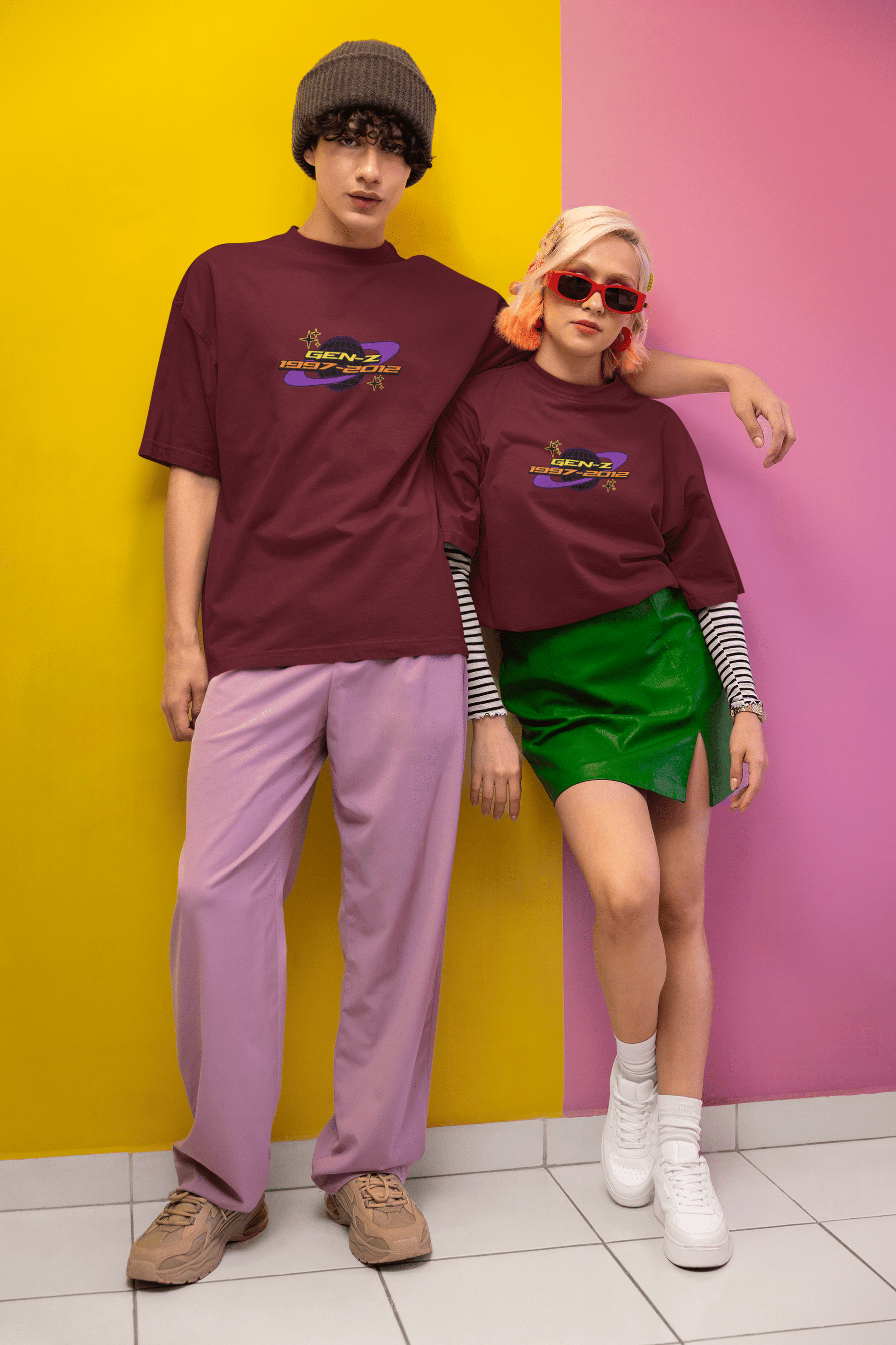 Gen - Z Unisex Oversized T-shirt - Maroon - Sewra