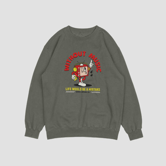Music is Life Unisex Sweatshirt - Olive Green - Sewra