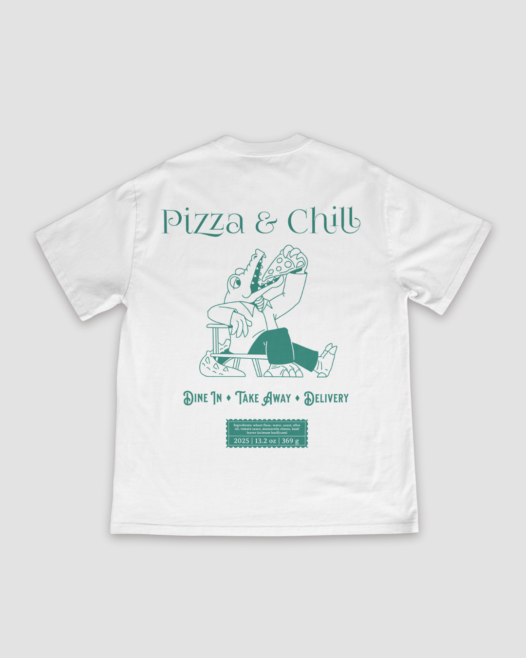 Pizza & Chill Unisex Oversized T-Shirt - White - Sewra