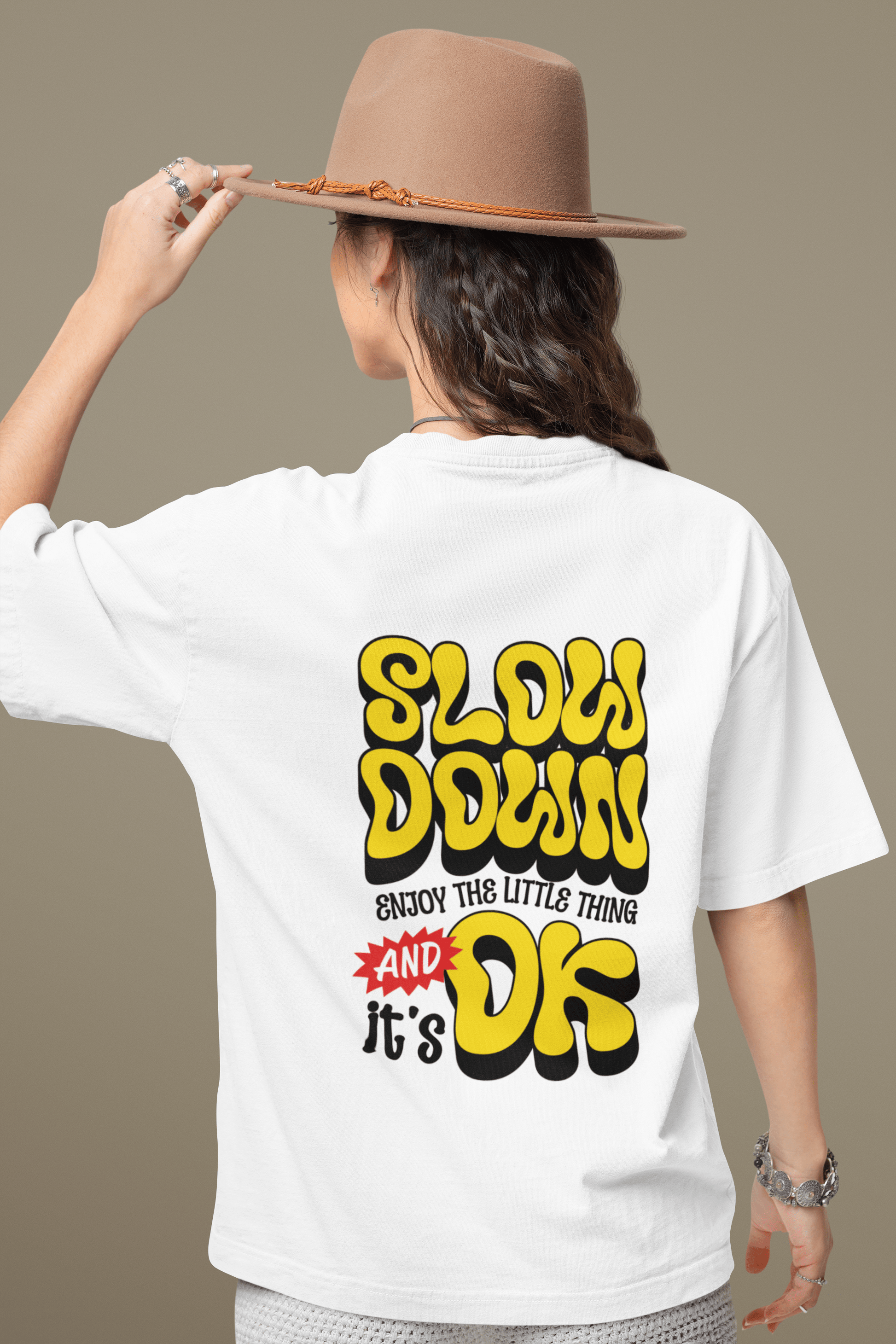 Slow Down Unisex Oversized T-Shirt - White - Sewra
