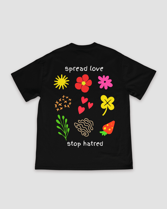 Spread Love Unisex Oversized T-Shirt - Black - Sewra