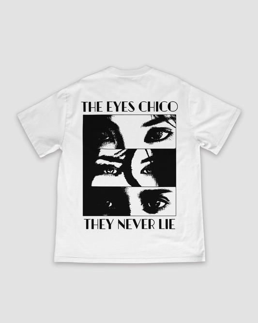 The Eyes Chico, They Never Lie Unisex Oversized T-Shirt - White - Sewra