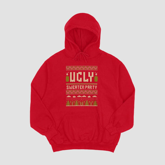 Ugly Sweater Party Hoodie for Men - Red - Sewra