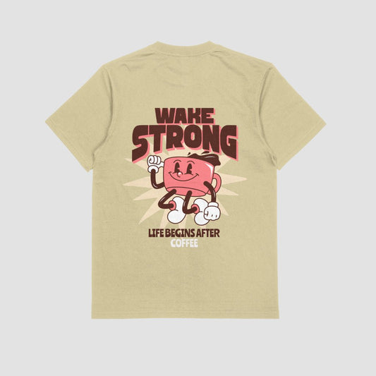 Wake Strong Unisex Oversized T-Shirt - Beige - Sewra