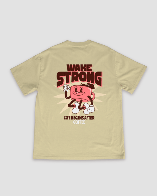 Wake Strong Unisex Oversized T-Shirt - Beige - Sewra